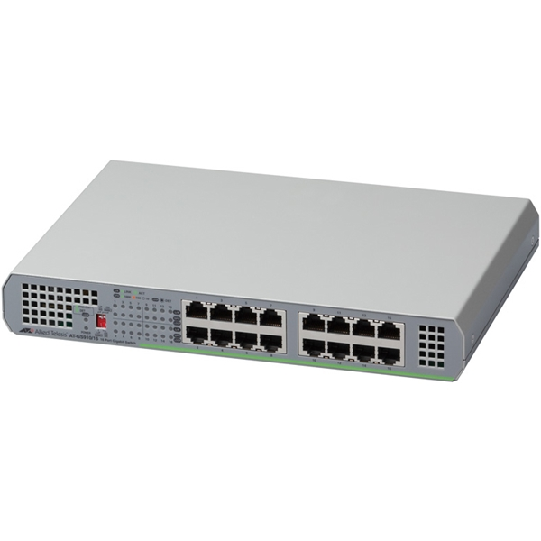 Allied Telesis ATGS91016, 16 x 101001000Mbps, fanless, rackmount, fiksna konfiguracija, 1U, unamanaged, Layer 2, Napajanje unutarnje