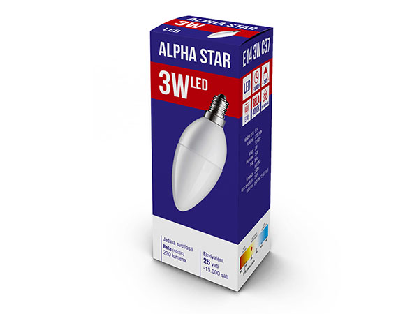 Alpha Star (E14 3W ) Led Sijalica E14 3W, Toplo Bela, 3000K,  candle