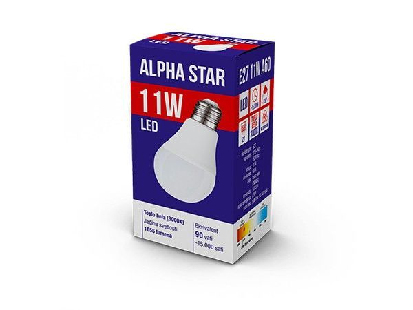 Alpha Star (E27 11W) Led Sijalica, E27 -11W, 220V,Toplo Bela, 3000K