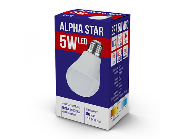 Alpha Star (E27 5W NB) Led Sijalica, E27 -5W, 220V, Bela, 4000K