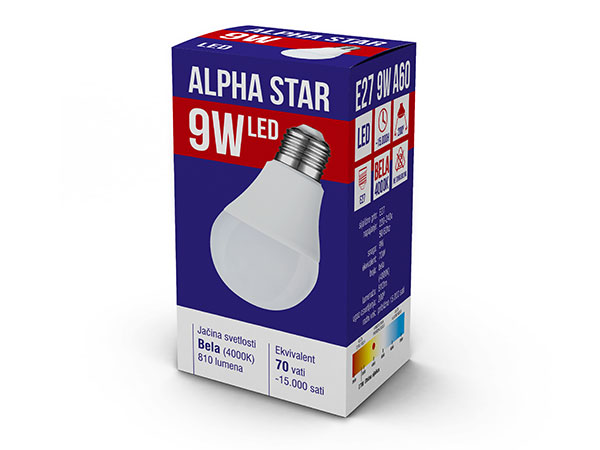 Alpha Star (E27 9W NB) Led Sijalica, E27 -9W, 220V, Bela, 4000K