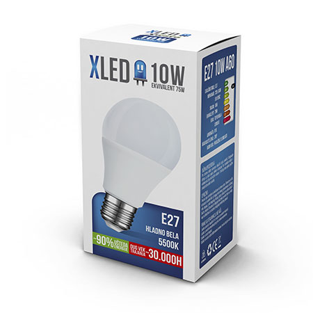 XLED (E27 10W HB) Led Sijalica, E27 -10W, 220V, Hladno bela, 5500K