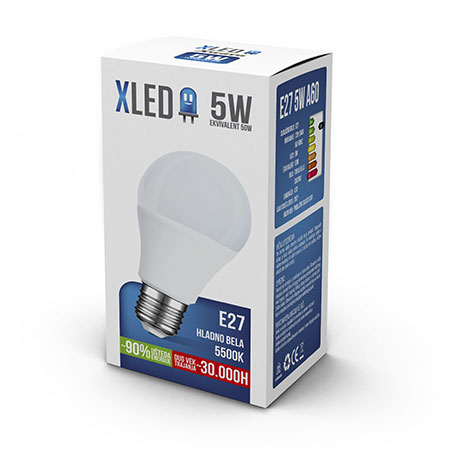 XLED (E27 5W HB) Led Sijalica, E27 - 5W, 220V, Hladno Bela, 5500K