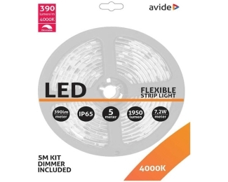 AVIDE ABLSBL12V5050-30NW-D65 LED traka 12V 7.2W 4000k 5m + Dimmer