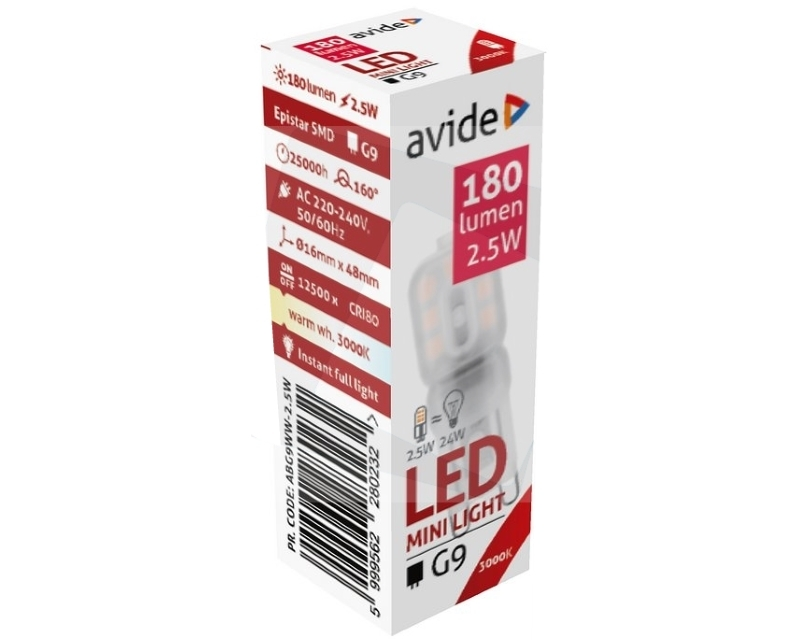 AVIDE ABG9WW-2.5W G9 2.5W WW 3000K sijalica