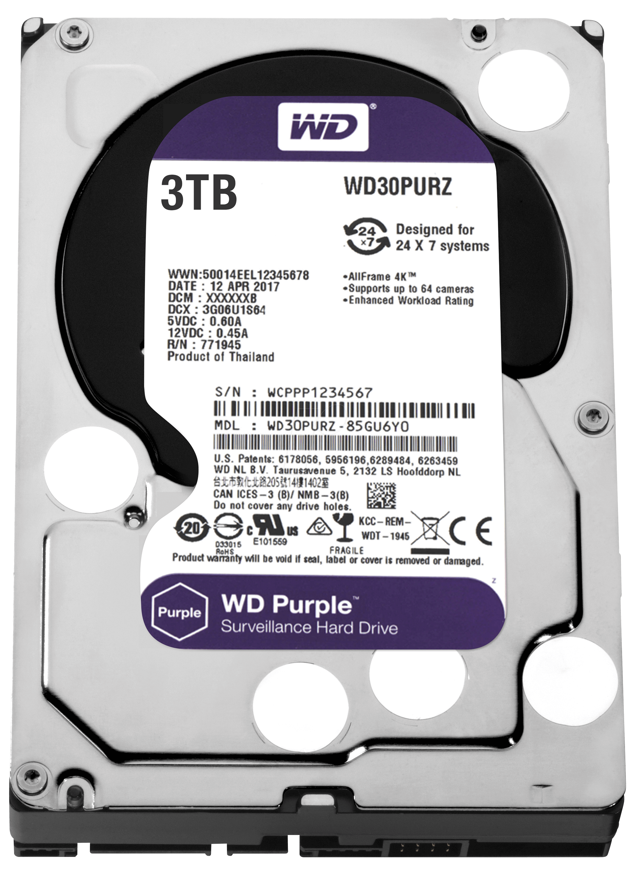 WD 3TB 3.5 SATA3 Purple WD30PURZ