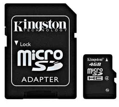 Transcend Micro SD 4GB, SDHC, Class 4, w/SD adapter