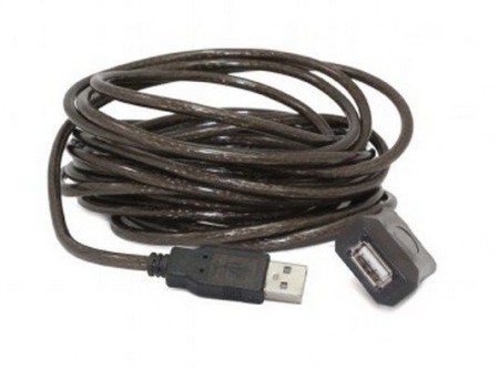Gembird UAE-01-5M USB 2.0 active extension cable, black color, bulk package, 5m