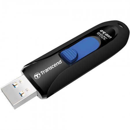 Transcend USB 32 GB, JetFlash 790, USB3.0, 90/25 MB/s, Retractable, Black/Blue
