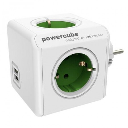 KABL Powercube produžni 4xŠuko+2USB-5V2.1A, zelena