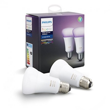 Philips E27 (72905200) 10W Single Bulb 2 Pack White and Color Ambiance A19 