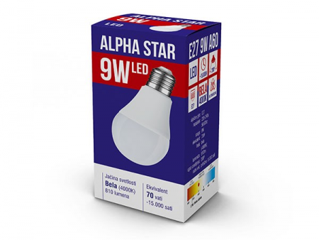 Alpha Star (E27 9W HB) Led Sijalica, E27 -9W, 220V, Hladno Bela, 6400K