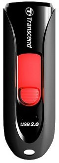 Transcend USB 32 GB, JetFlash 590, USB2.0, 16/6 MB/s, Retractable, Black/Red
