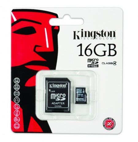 Kingston microSDHC 16GB class4 + adapter SDC416GB