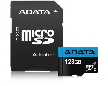 A-DATA UHS-I MicroSDXC 128GB class 10 + adapter AUSDX128GUICL10 85-RA1