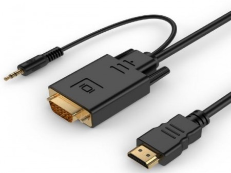 A-HDMI-VGA-03-5M Gembird HDMI to VGA and audio adapter cable, single port, 5m, black