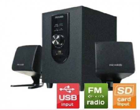 Microlab M-108U Aktivni drveni zvucnici 2.1  12W RMS(6W, 2x3W) SD, USB, FM radio, 3.5mm