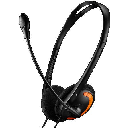 CANYON PC headset with microphone, volume control and adjustable headband, cable 1.8M, BlackOrange (CNS-CHS01BO)