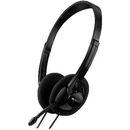 CANYON PC headset with microphone, volume control and adjustable headband, cable 1.8M, Black (CNE-CHS01B)