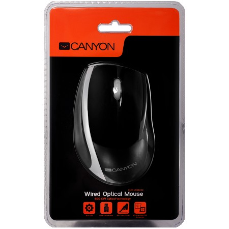 Input Devices - Mouse Box CANYON CNR-MSO01N (Cable, Optical 800dpi,3 btn,USB), BlackSilver (CNR-MSO01NS)