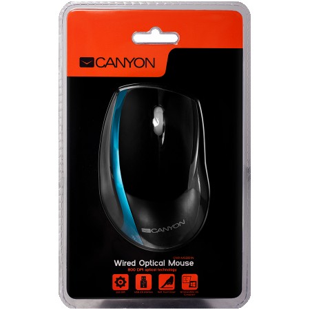Input Devices - Mouse Box CANYON CNR-MSO01N (Cable, Optical 800dpi,3 btn,USB), BlackBlue (CNR-MSO01NBL)