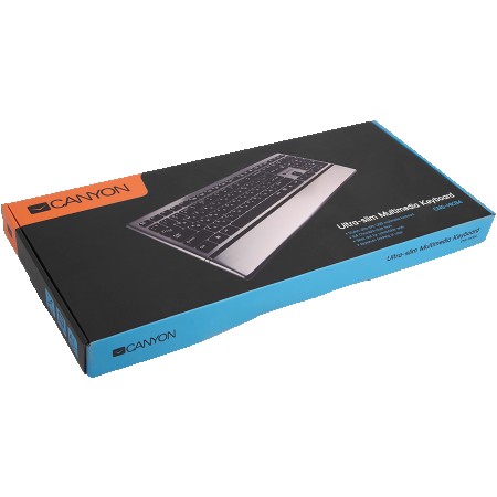 CANYON Keyboard CANYON CNS-HKB4 (Wired USB, Slim, with Multimedia functions, Aluminum finishing), US layout (CNS-HKB4US)