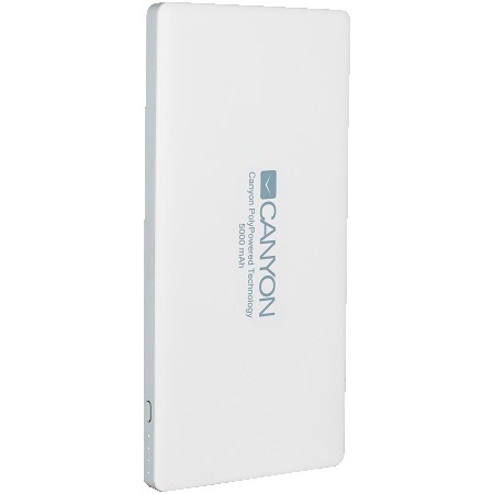 CANYON Power bank 5000mAh (Color: White), bulit in Lithium Polymer Battery (CNS-TPBP5W)