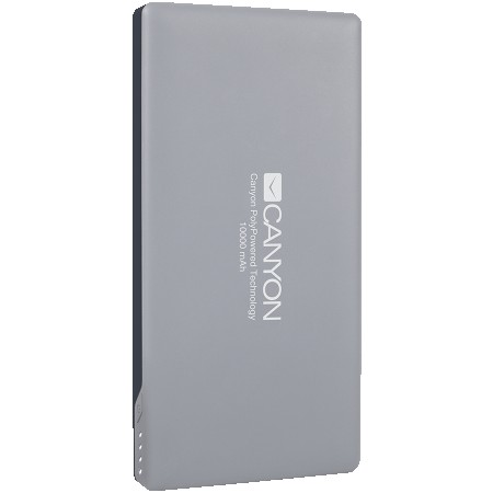 CANYON Power bank 10000mAh (Color: Dark Gray), bulit in Lithium Polymer Battery (CNS-TPBP10DG)