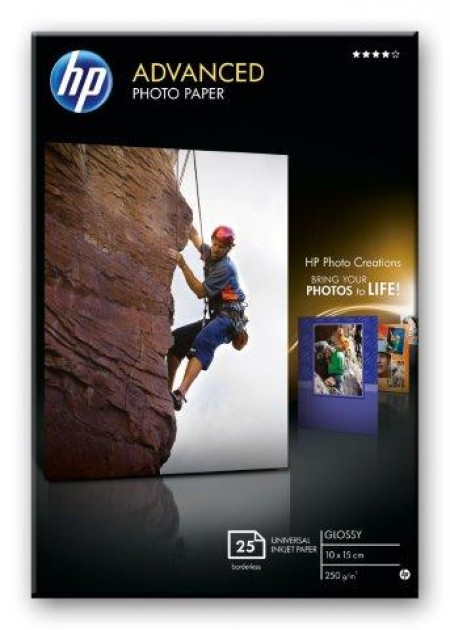 HP Advanced Glossy Photo Paper,250 gm2,25 sht10 x 15 cm borderless [Q8691A]