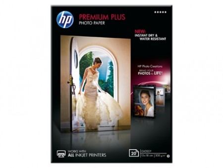 HP Premium Plus Glossy Photo Paper-20 sht13 x 18 cm