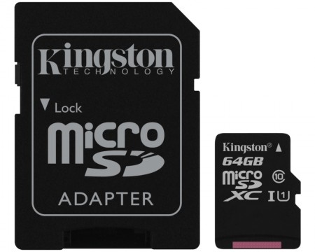 KINGSTON UHS-I MicroSDHC 64GB 80R class 10 SDCS64GB + adapter