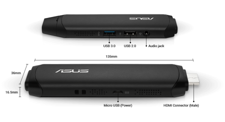 ASUS VivoStick TS10-B004D Intel Atom Z8300 Quad Core 1.44GHz (1.84GHz) 2GB 32GB Windows 10 Home 64bit