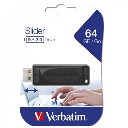 VERBATIM USB FLASH MEMORIJE 64GB/BLACK SLIDER 2.0 STORE&GO (UFV98698)