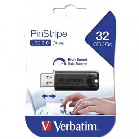 VERBATIM USB FLASH MEMORIJE 32GB DRIVE 3.0 PINSTRIPE BLACK 49317 (UFV49317/Z)