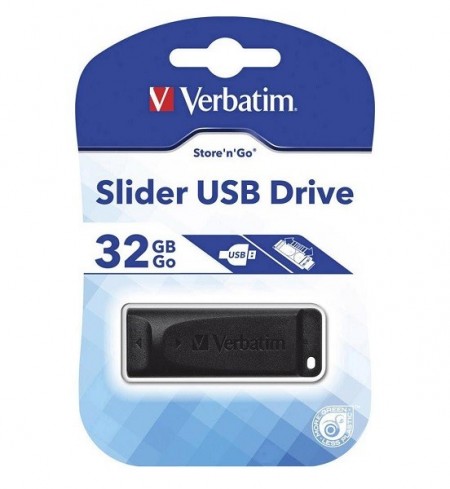VERBATIM USB FLASH MEMORIJE 32GB/BLACK SLIDER 2.0 STORE&GO (UFV98697/Z)