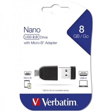 VERBATIM USB FLASH MEMORIJE NANO/8GB/SA MICRO OTG ADAPTEROM (UFV49820)