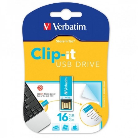 VERBATIM USB FLASH MEMORIJE 16GB CLIP-IT BLUE 2.0 (UFV43954)