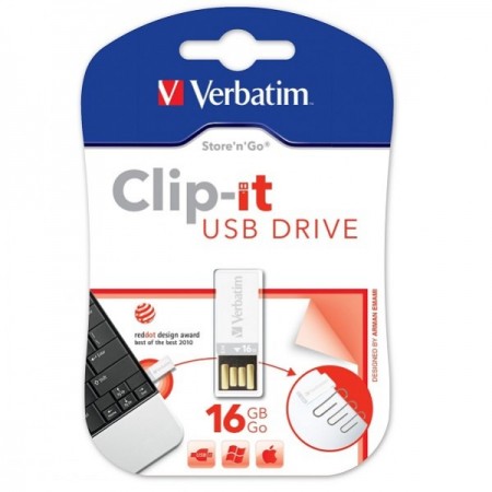VERBATIM USB FLASH MEMORIJE 16GB CLIP-IT WHITE 2.0 (UFV43952)