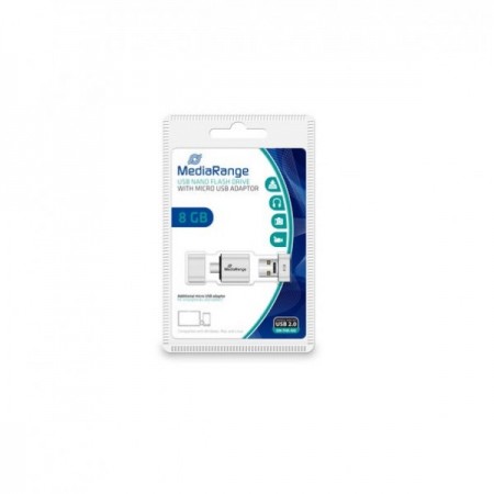 MEDIARANGE GERMANY USB FLASH MEMORIJE NANO 8GB/2.0/WHITE SA MICRO USB (OTG) ADAPTEROM (UFMR930)