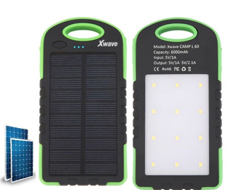 Xwave (Camp L 60 green) Dodatna baterija 6000mAh1A + 2.1A dual USB solarni punjac