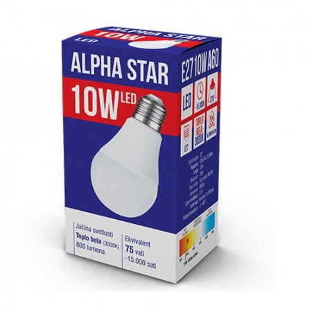 Alpha Star (E27 10W ) ECO Led Sijalica, E27 -10W, 220V,  Bela, 4000K