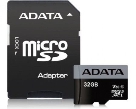 A-DATA UHS-I U3 MicroSDHC 32GB V30S class 10 + adapter AUSDH32GUI3V30S-RA1