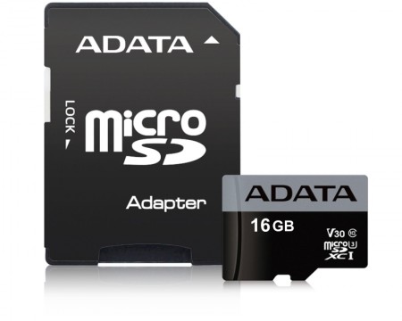 A-DATA UHS-I U3 MicroSDHC 16GB V30S class 10 + adapter AUSDH16GUI3V30S-RA1