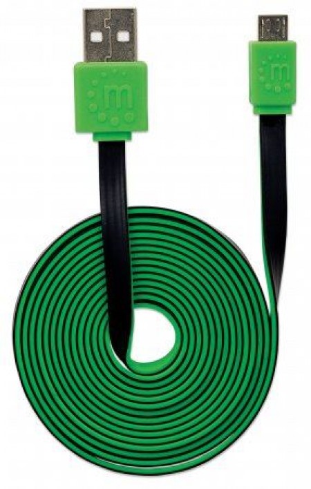 Intellinet kabl Flat USB 2.0 Tip-A Muški - Micro-B Muški 1m Crno-Zeleni