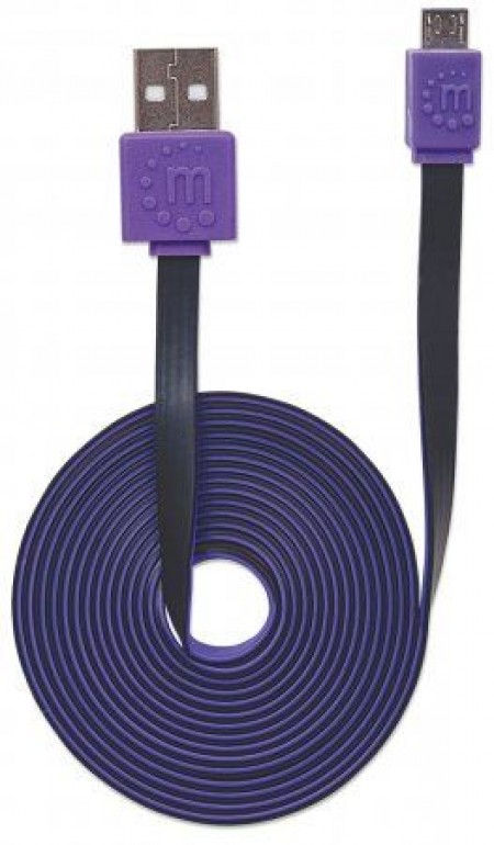 Intellinet kabl Flat USB 2.0 Tip-A Muški - Micro-B Muški 1m Crno-Ljubičasti