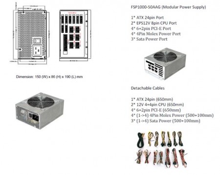 Fortron FSP1000-50AAG Napajanje + Kabl