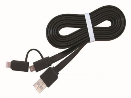 Gembird CC-USB2-AMLM2-1M USB charging combo cable iPhones 8-pin + Micro USB, black, 1.m