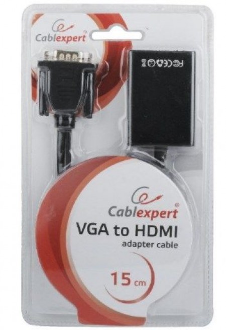 Gembird A-VGA-HDMI-01 VGA to HDMI and audio cable, single port, black, with audio