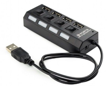 Gembird UHB-U2P4-02 USB 2.0 4-port hub Black