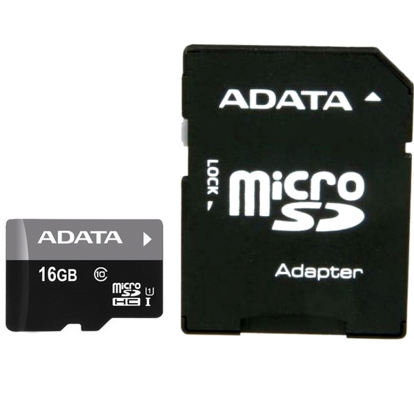 AData MICRO SD 16GB + SD adapter AUSDH16GUICL10-RA1  